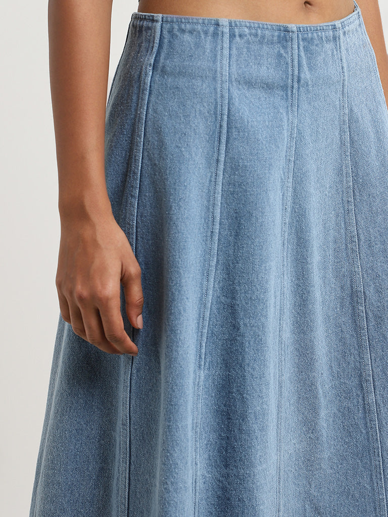 LOV Blue Mid Rise Denim Skirt