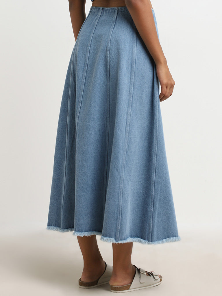 LOV Blue Mid Rise Denim Skirt