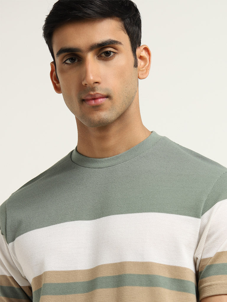 WES Lounge Sage Colour-Blocked Relaxed-Fit T-Shirt