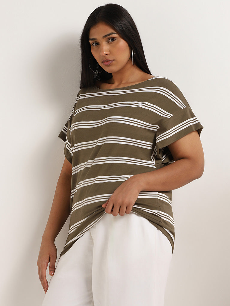 Gia Olive Striped Top