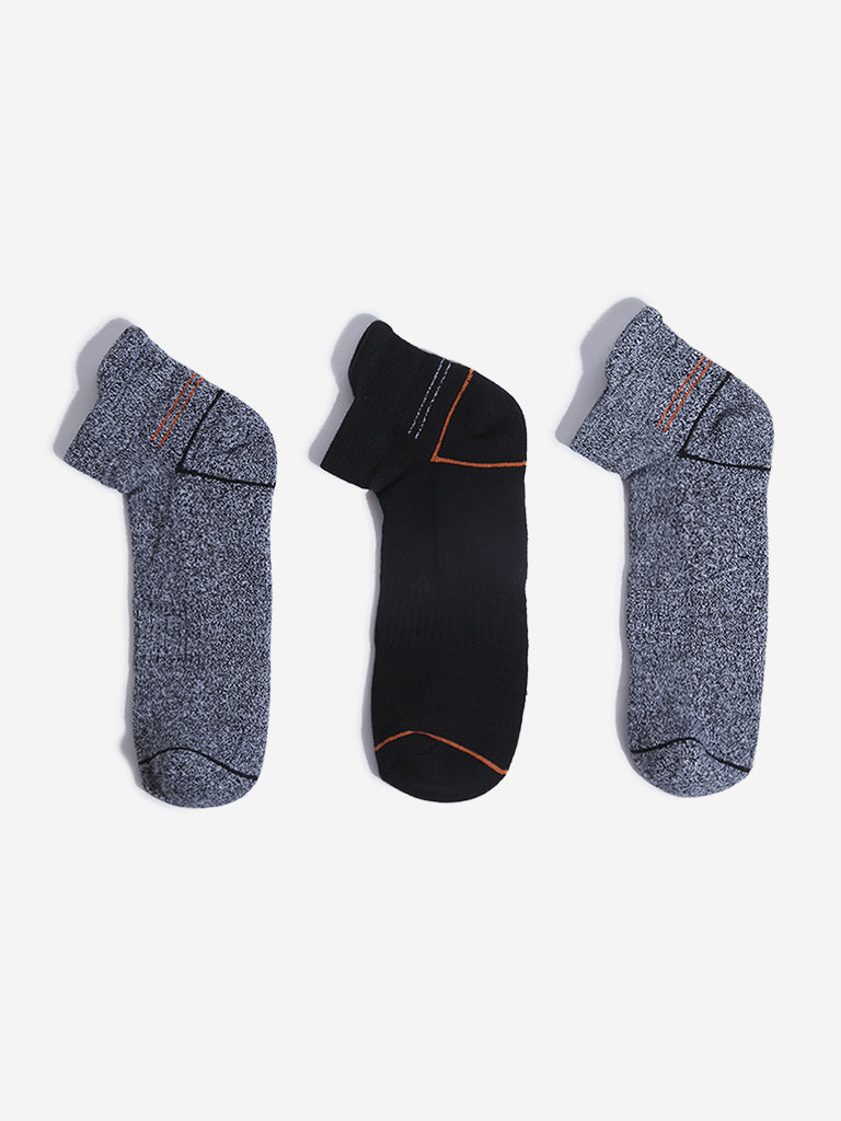 WES Lounge Charcoal Cotton Blend Socks - Pack of 3