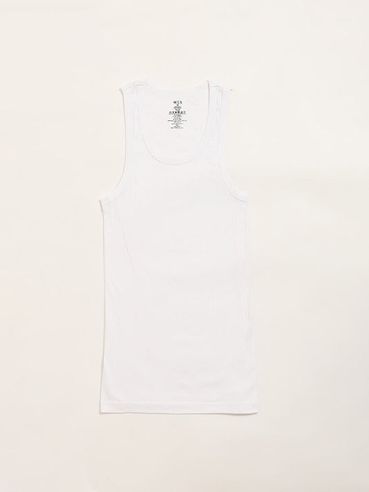 WES Lounge White Sleeveless Vests - Pack of 2