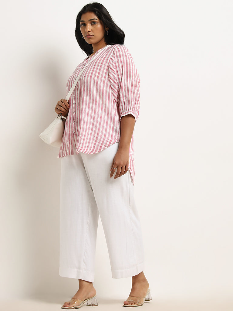 Gia Pink Striped Pattern Blouse