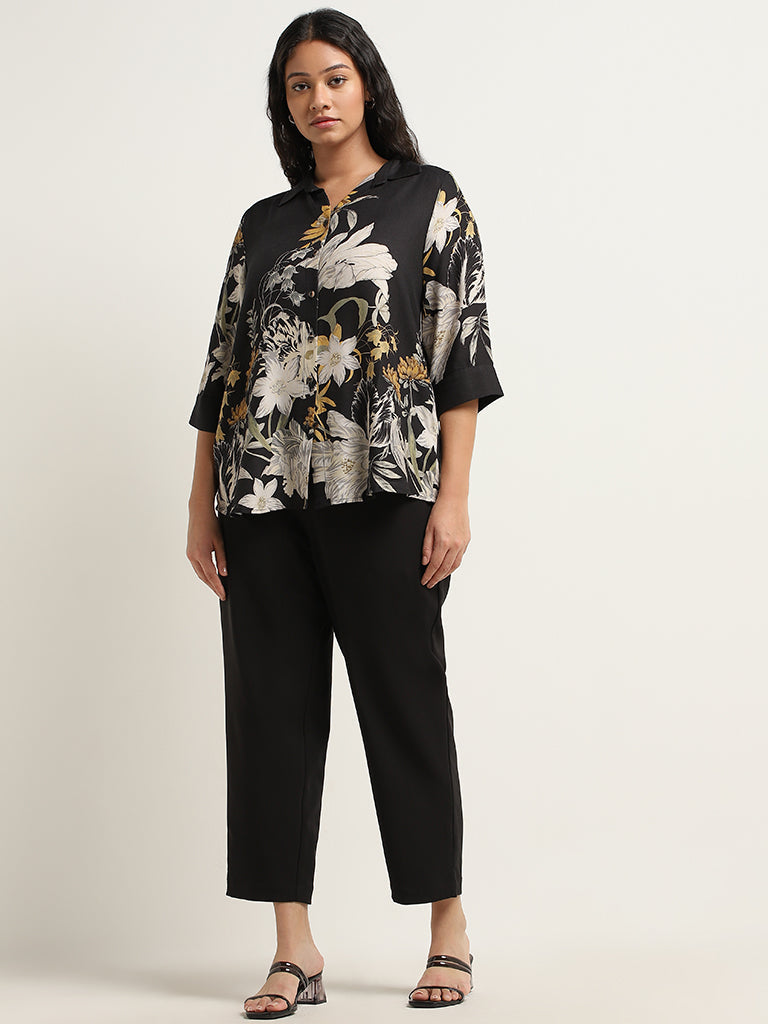 Gia Black Floral Printed Shirt