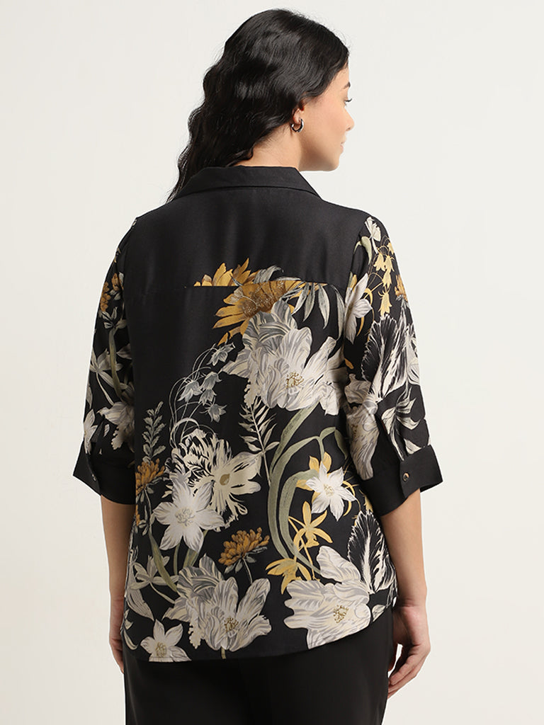 Gia Black Floral Printed Shirt