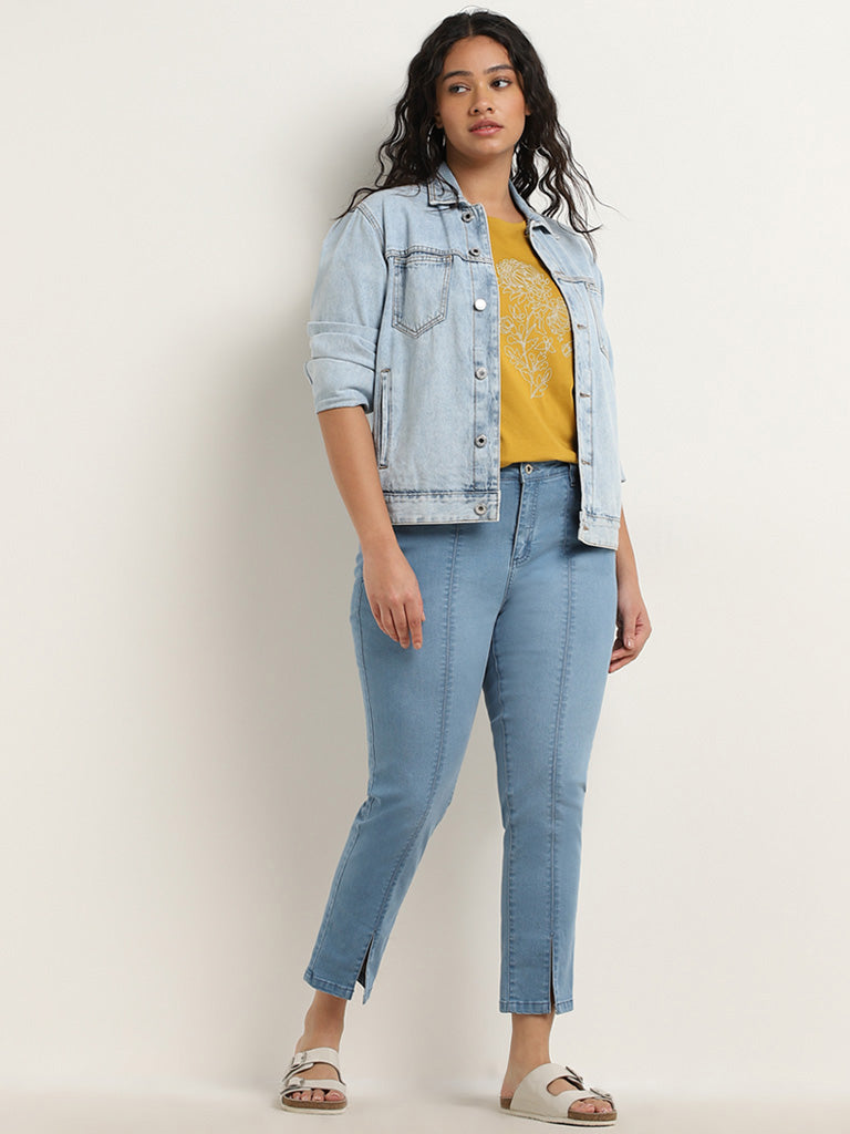 Gia Blue Seam-Detailed Mid Rise Skinny Fit Jeans