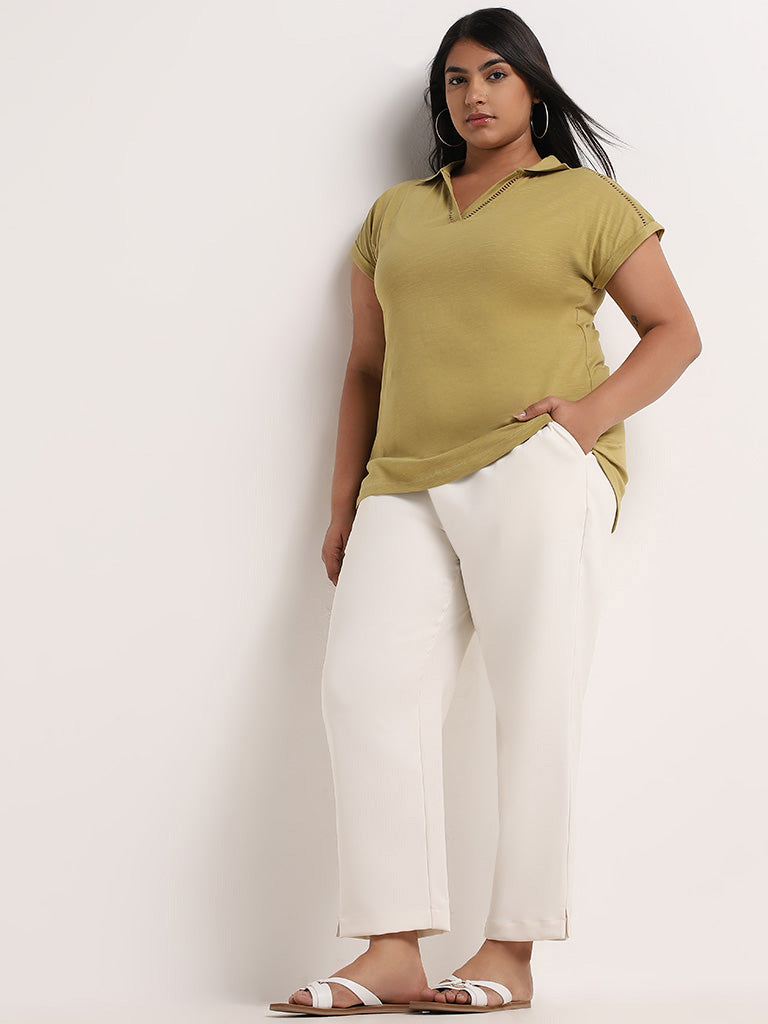 Gia Light Olive Solid Cotton Top