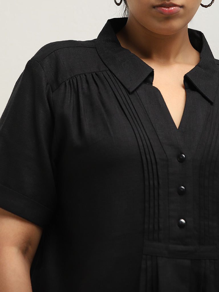 Gia Black Pintuck Detailed Blouse