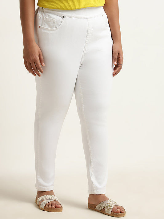 Gia White Skinny-Fit Mid-Rise Jeggings