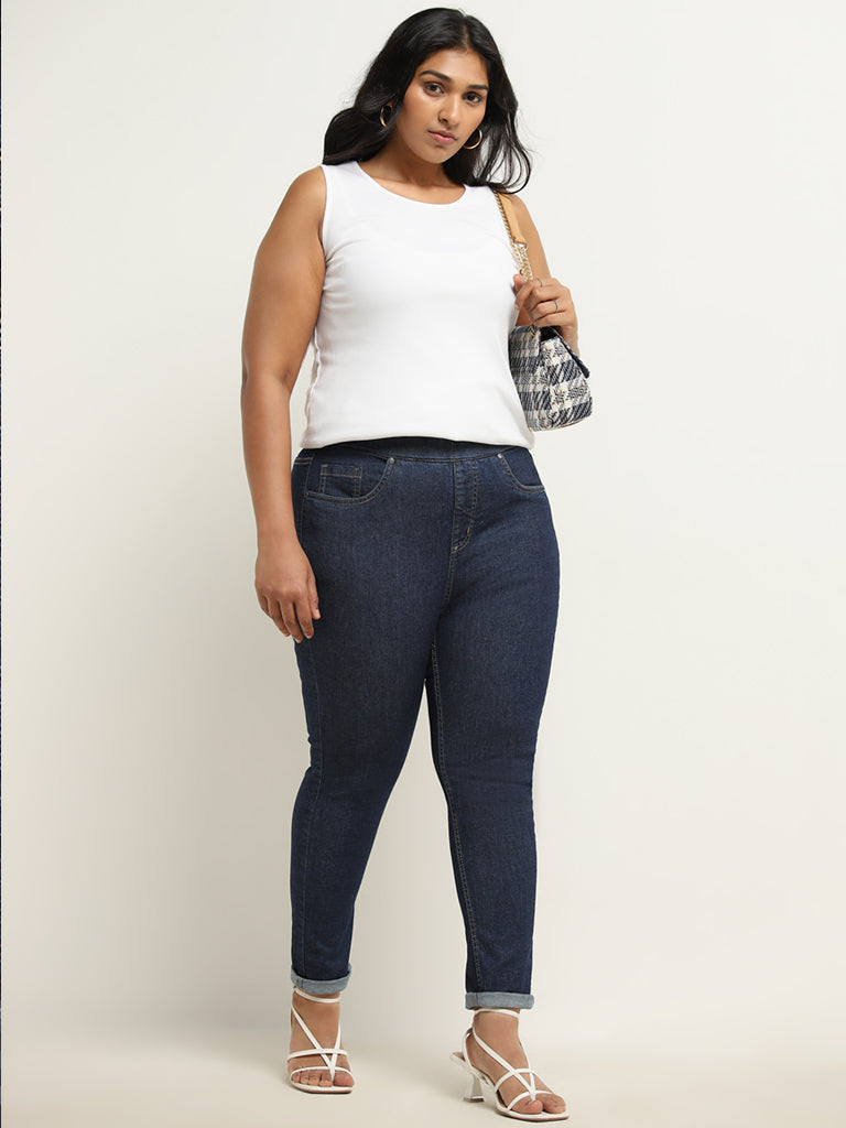 Gia Dark Blue Skinny-Fit Mid-Rise Jeggings