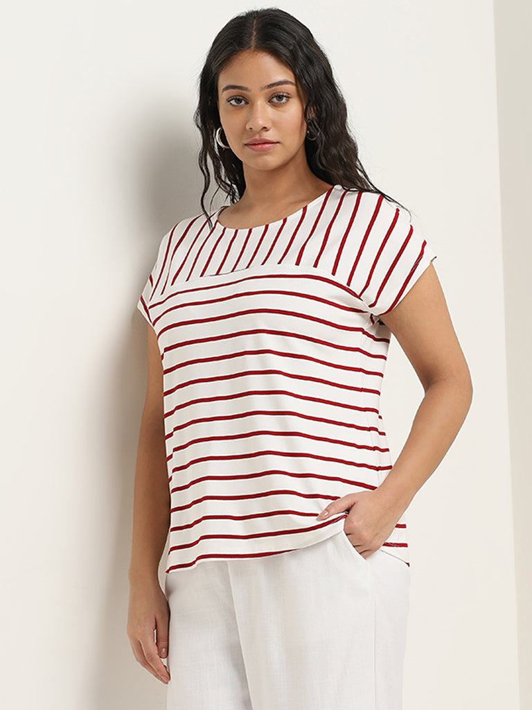 Gia Off-White Striped T-Shirt