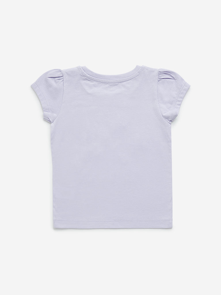 HOP Kids Lilac Embellished Cotton T-Shirt