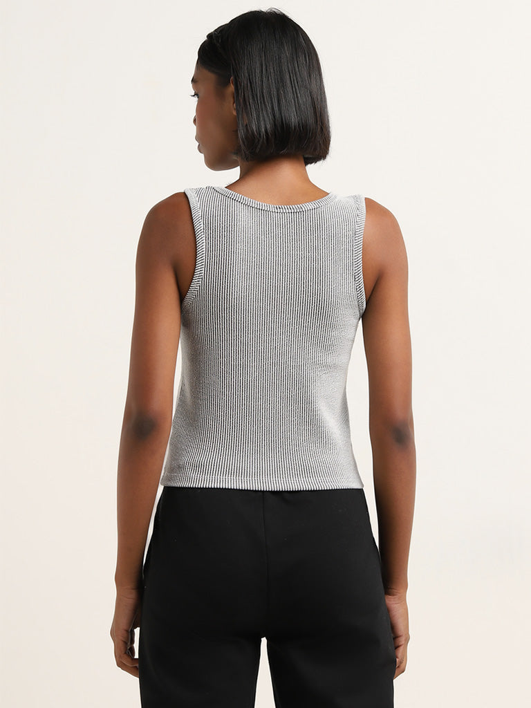 Studiofit Black & White Ribbed Cotton Top