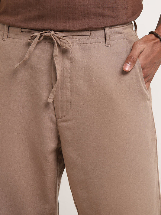 ETA Taupe Relaxed-Fit Mid-Rise Cotton Blend Chinos