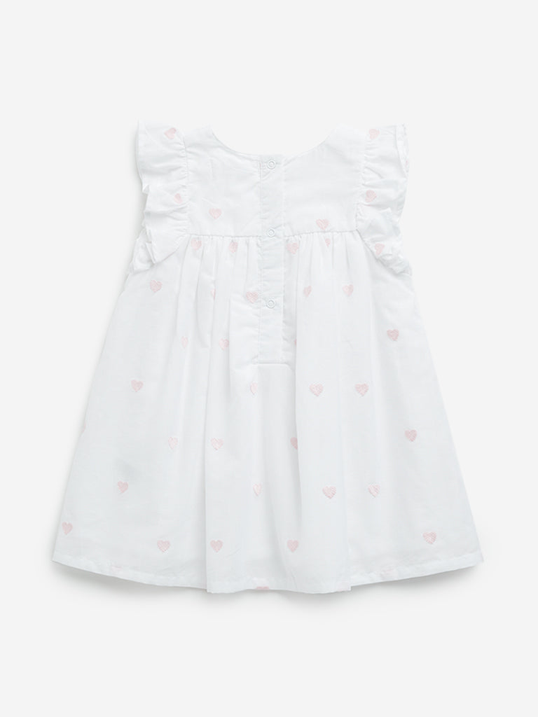 HOP Baby White Heart A-Line Cotton Dress