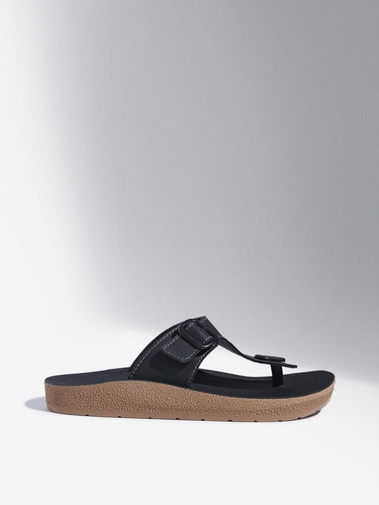 SOLEPLAY Black T-Strap Sandals