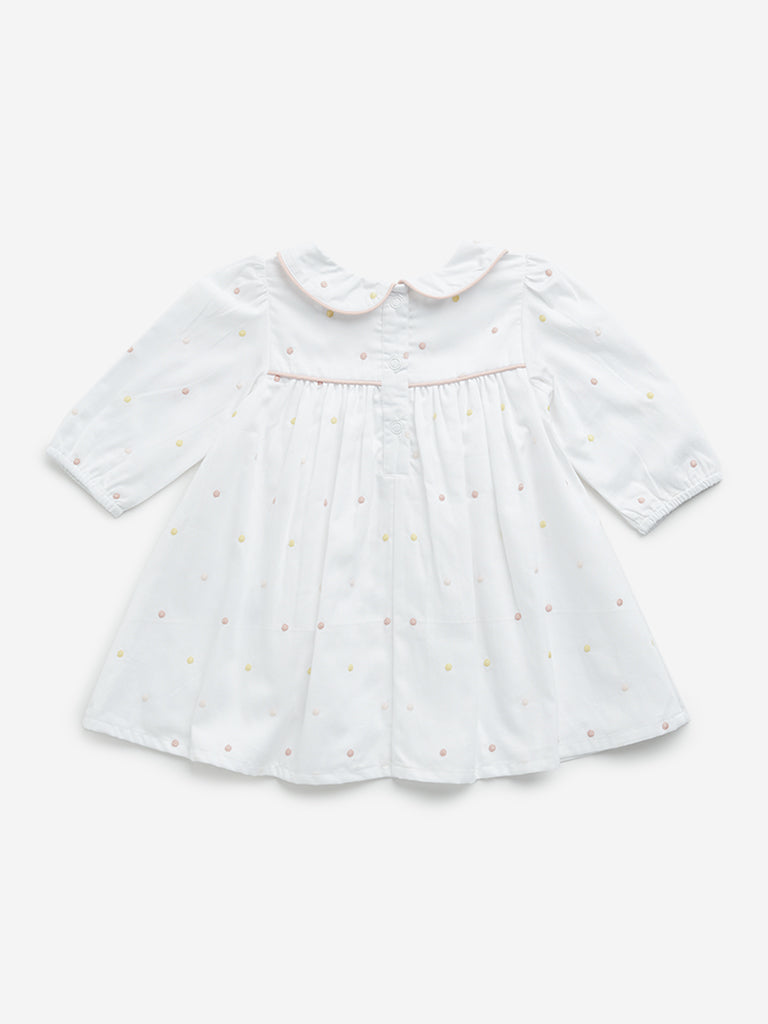 HOP Baby White Polka Dot Design A-Line Cotton Dress