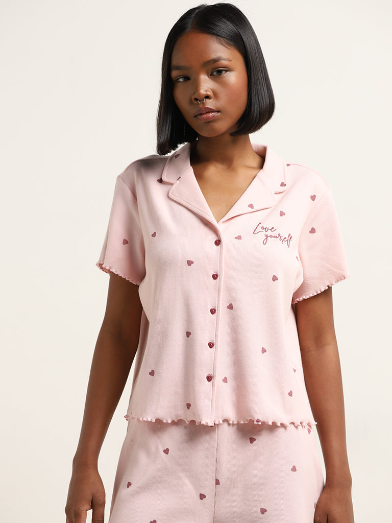 Superstar Light Pink Heart Printed Shirt