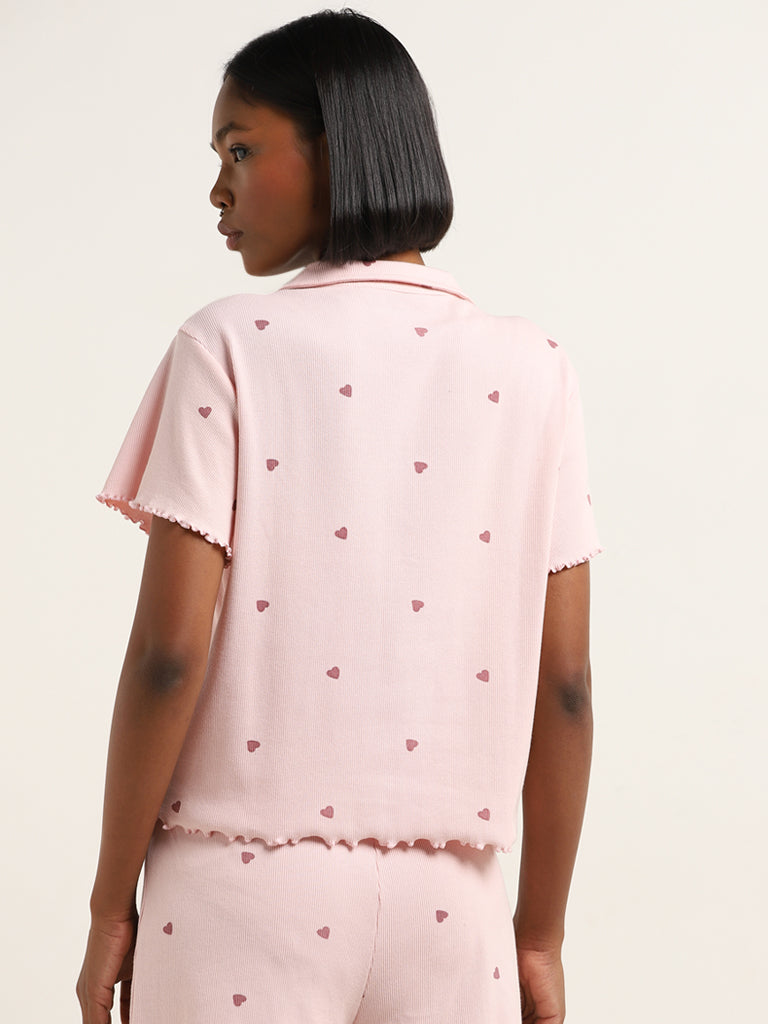 Superstar Light Pink Heart Printed Shirt