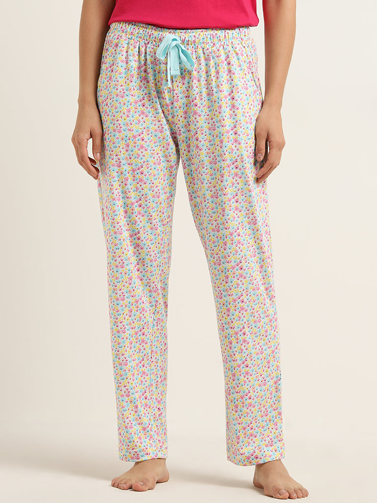 Wunderlove Multicolour Floral Printed Mid-Rise Pyjamas