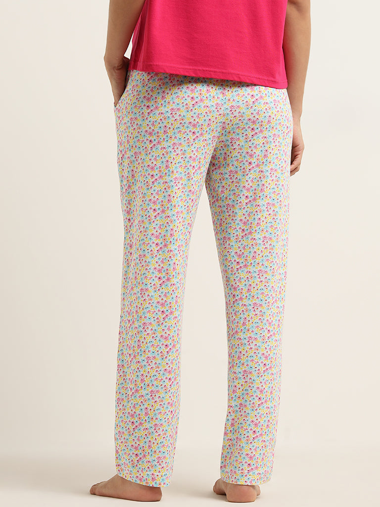 Wunderlove Multicolour Floral Printed Mid-Rise Pyjamas