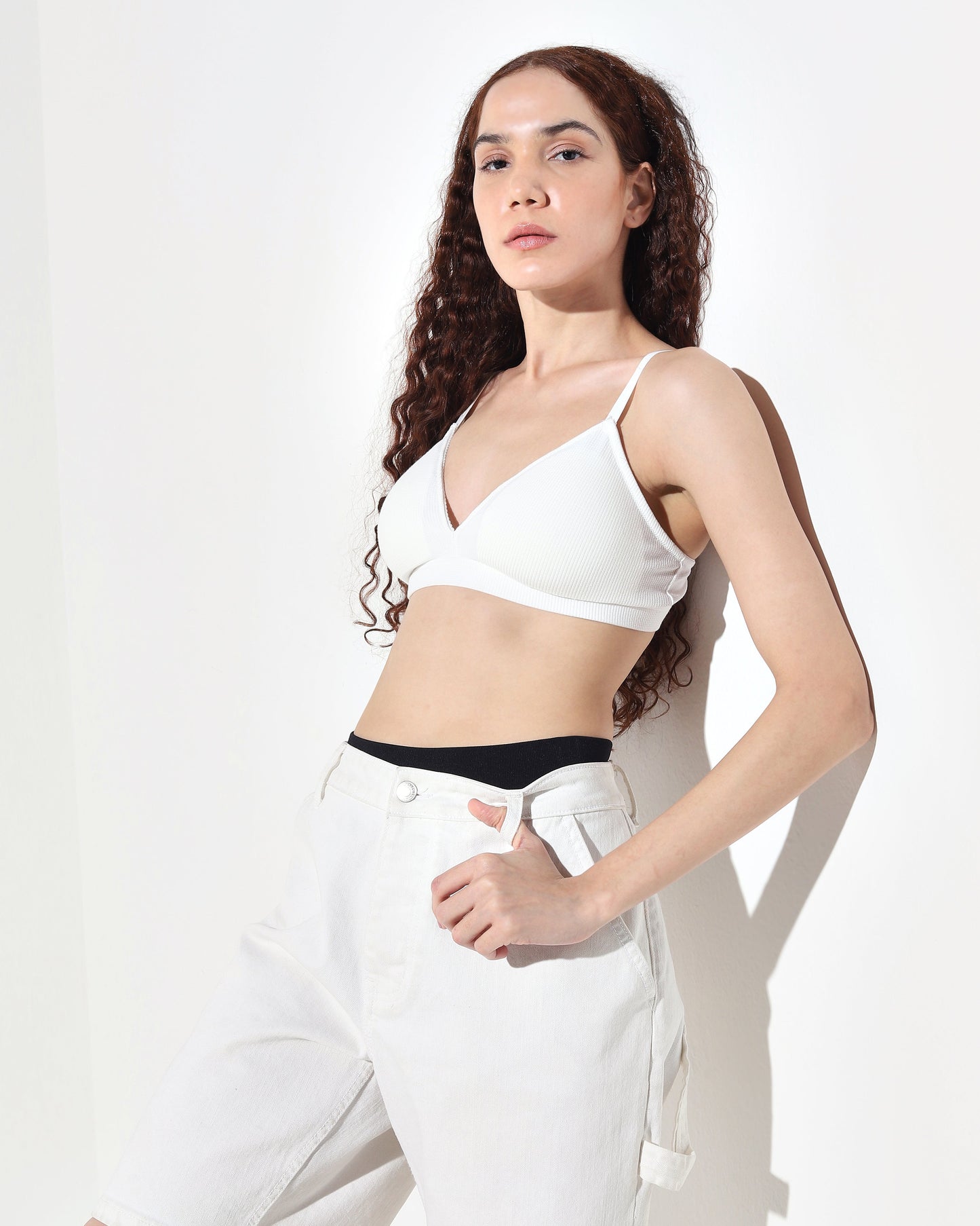 Superstar Waffle Removable Padding White Cotton Bra