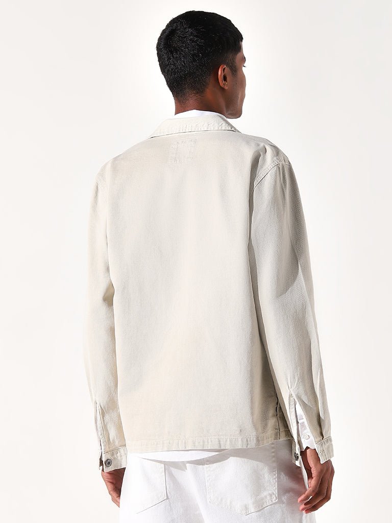 Nuon Beige Zipper Cotton Jacket