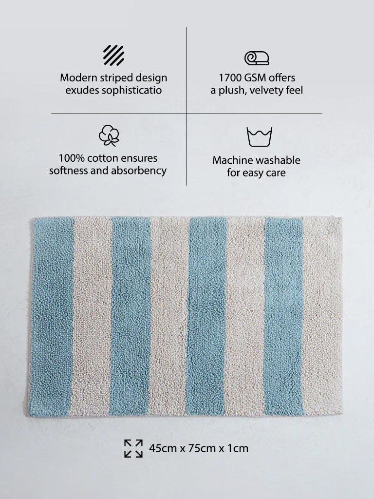 Westside Home Aqua Block Striped Bathmat