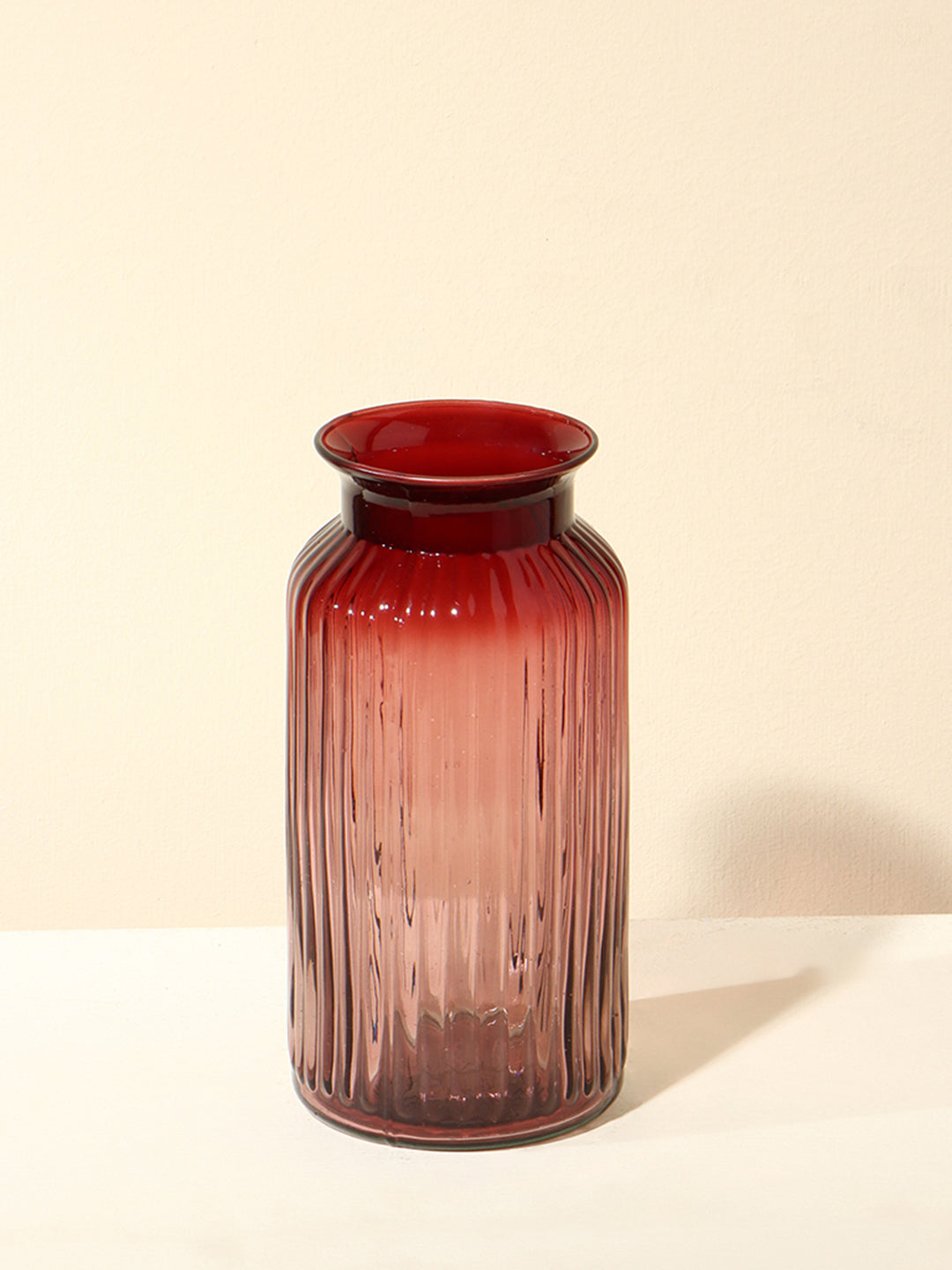 Westside Home Burgundy Tall Ribbed Vase