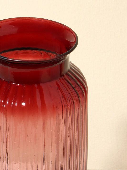 Westside Home Burgundy Tall Ribbed Vase