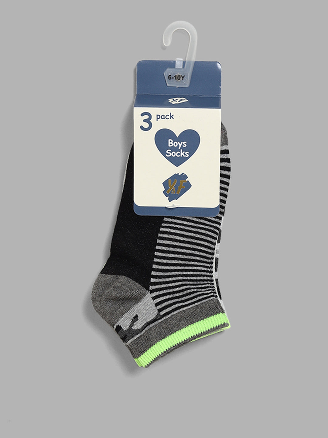 Y&F Kids Neon Camo Multicolour Assorted Socks - Pack of 3