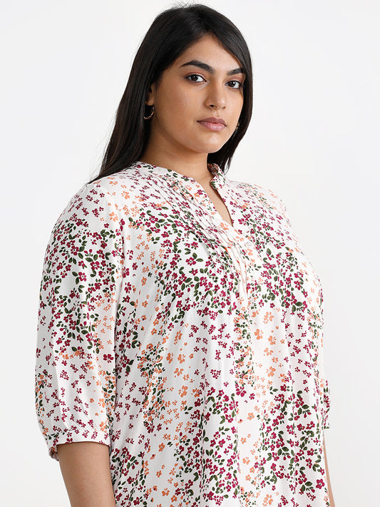 Gia Curves White Floral-Patterned Dress