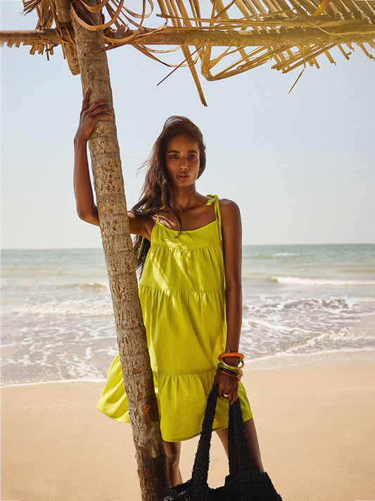 Wunderlove Lime Cotton Beach Dress