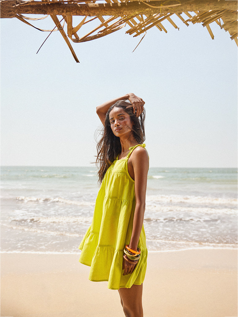 Wunderlove Lime Cotton Beach Dress