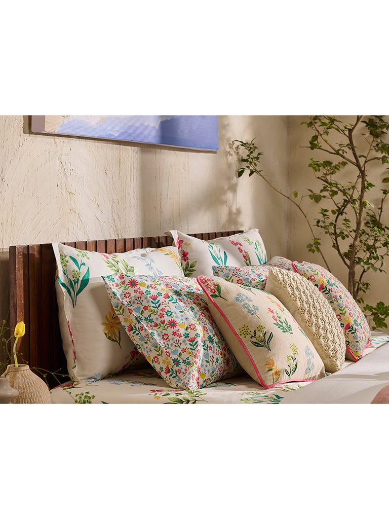 Westside Home Multicolour Ditsy Floral Embroidered Cushion Cover