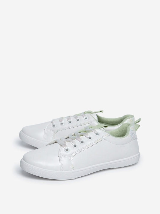 LUNA BLU White Shimmer-Detailed Sneakers