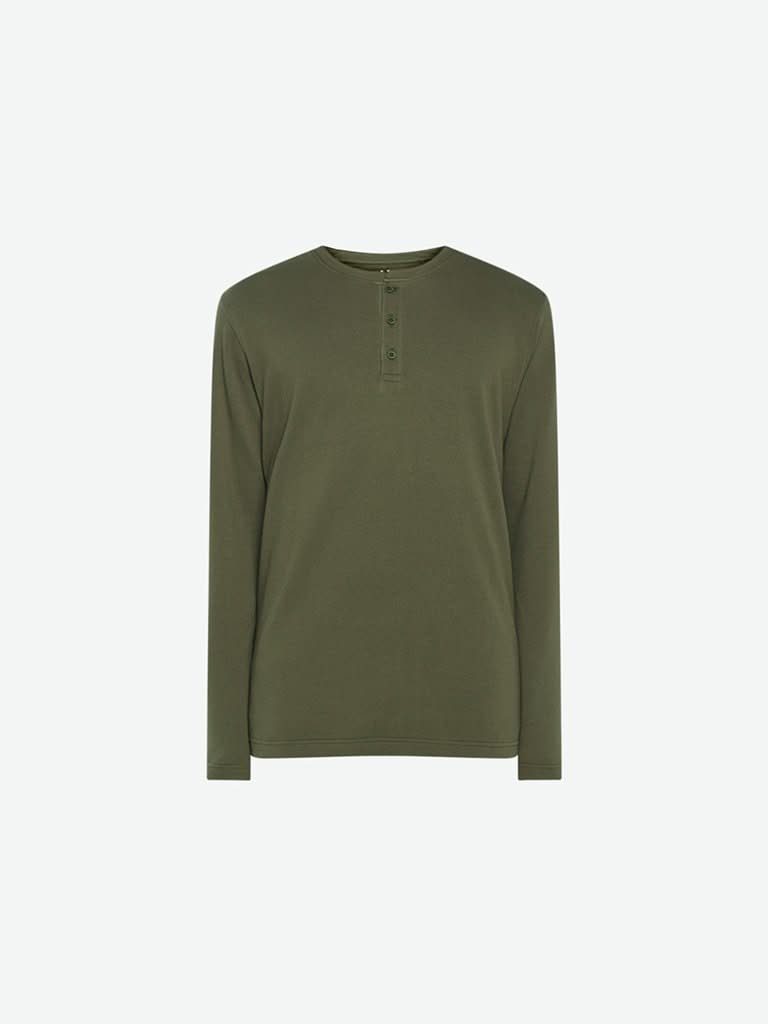 ETA Olive Self-Textured Slim Fit T-Shirt