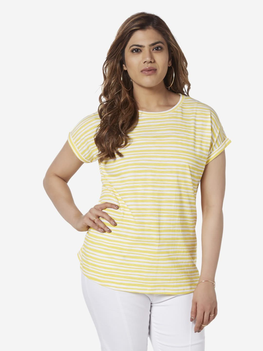 Gia Curve Yellow Striped Bella T-Shirt