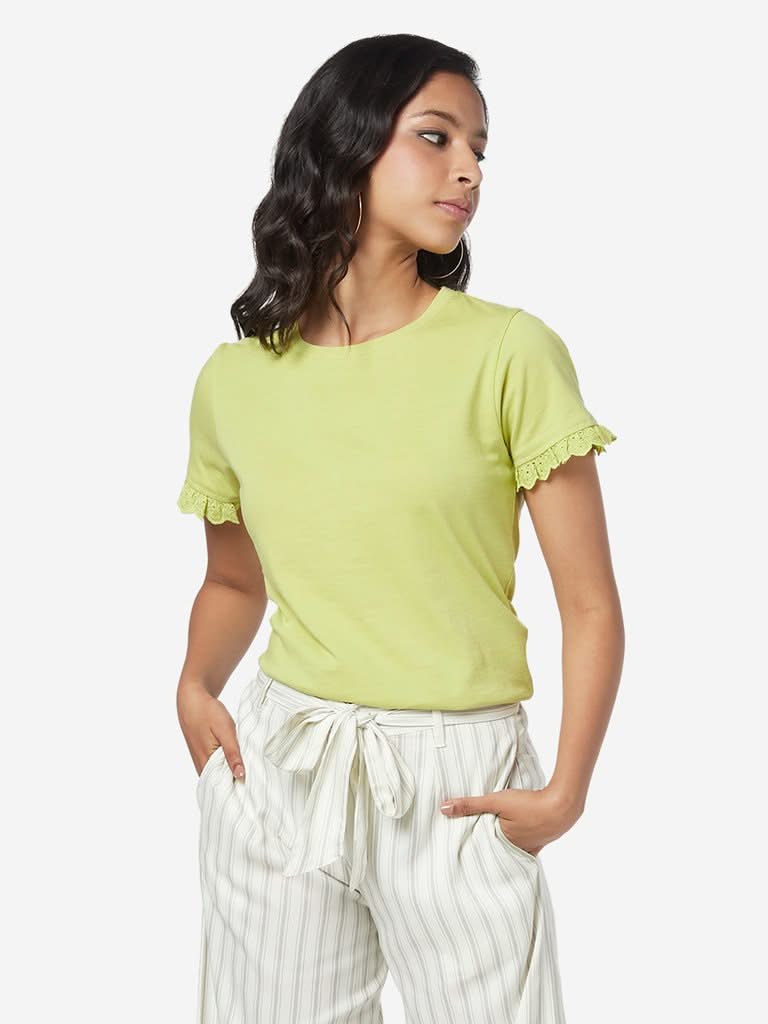 Bombay Paisley Lime Broderie Anglaise Top
