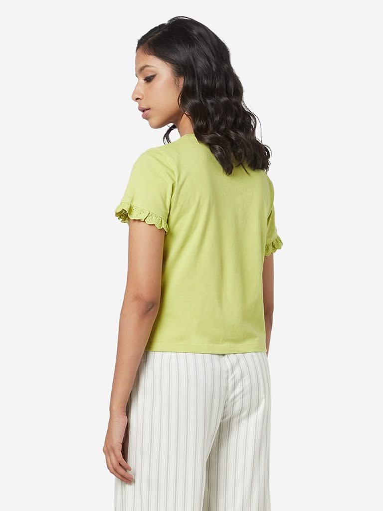 Bombay Paisley Lime Broderie Anglaise Top