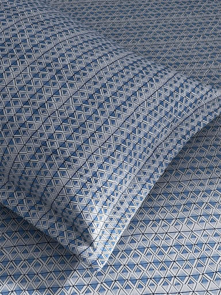 Westside Home Blue Printed 144TC Single Bedsheet with One Pillowcase