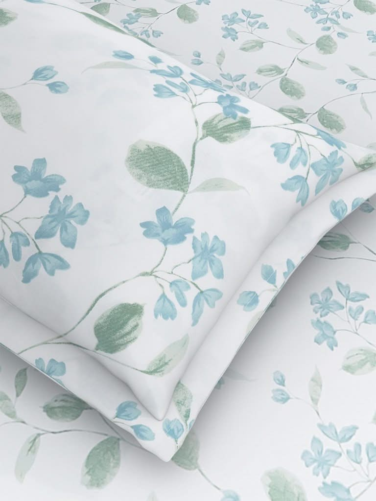 Westside Home Mint Leaf Print 144TC Single Bedsheet With One Pillowcase