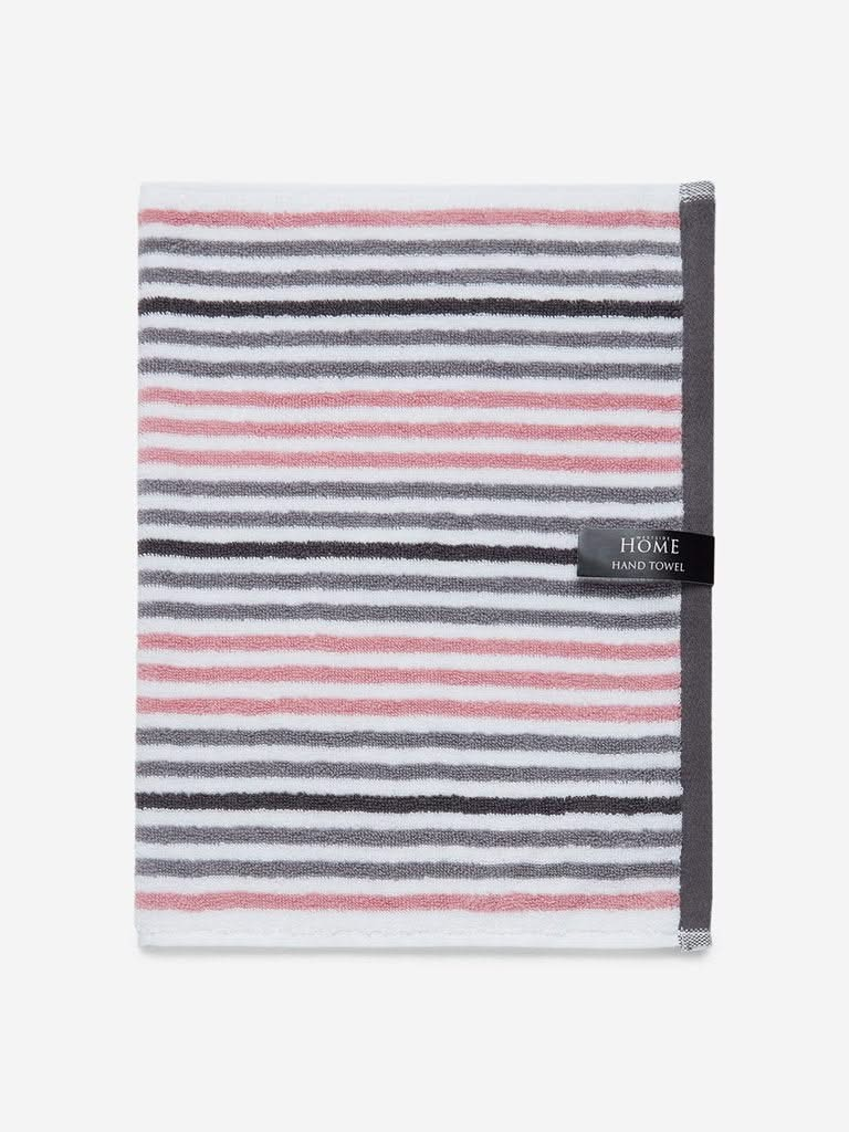 Westside Home Pink Stripe Printed 500 GSM Hand Towel