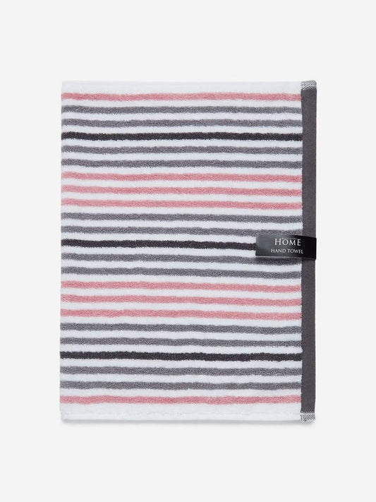 Westside Home Pink Stripe Printed 500 GSM Hand Towel