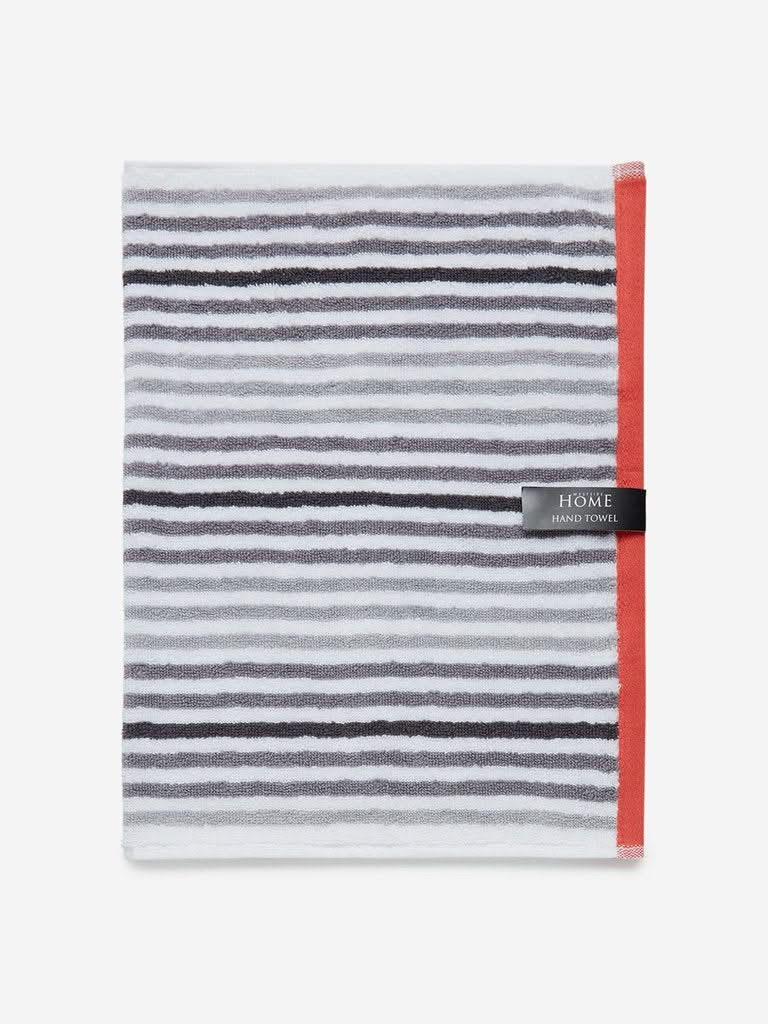 Westside Home Grey Stripe Printed 500 GSM Hand Towel