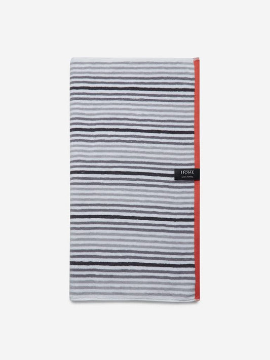 Westside Home Grey Stripe Printed 500 GSM Bath Towel