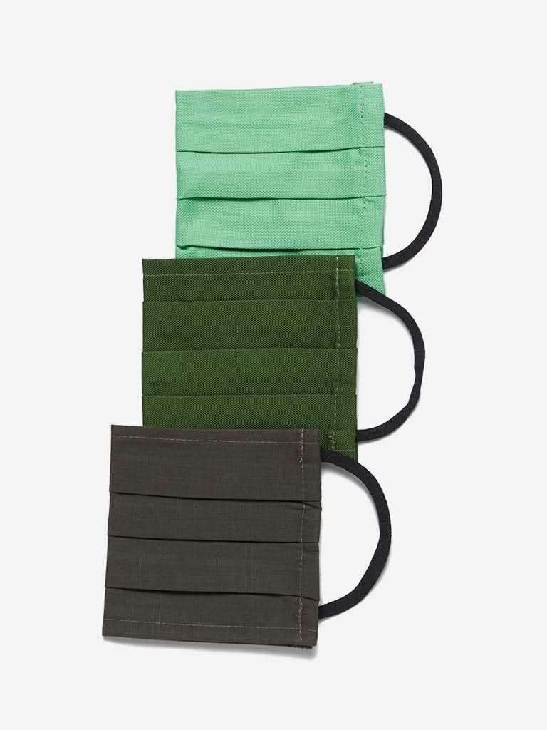 Studiowest Green Pleated Outdoor Masks Pack of Three