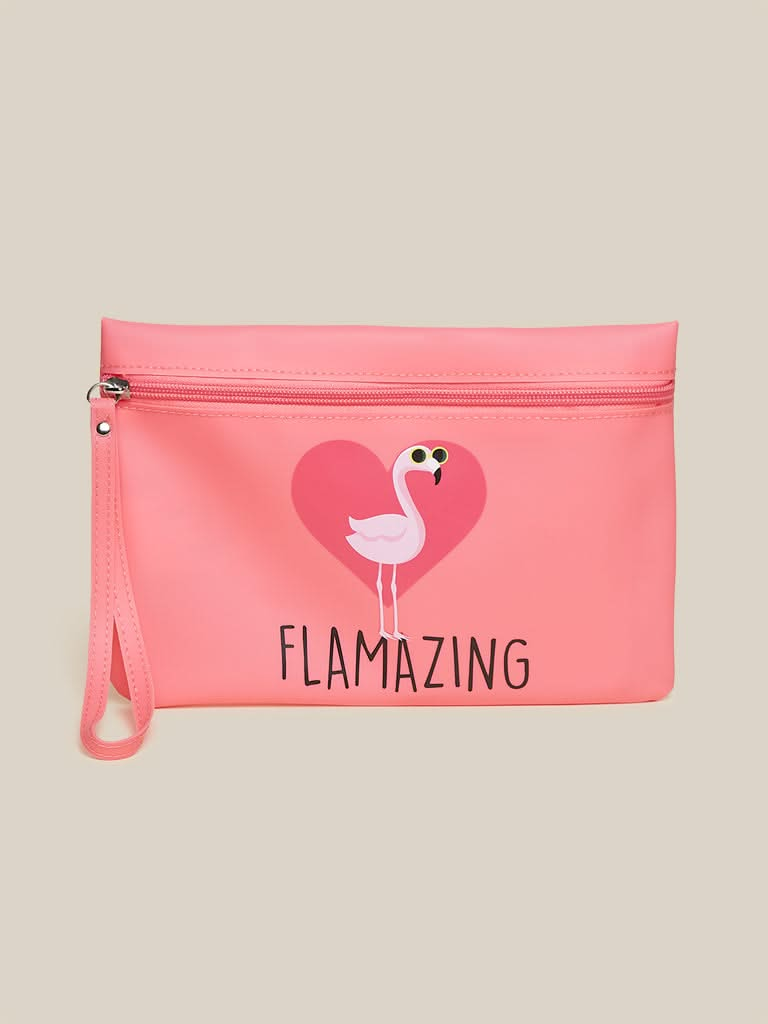 Studiowest Pink Flamingo Print Pouch