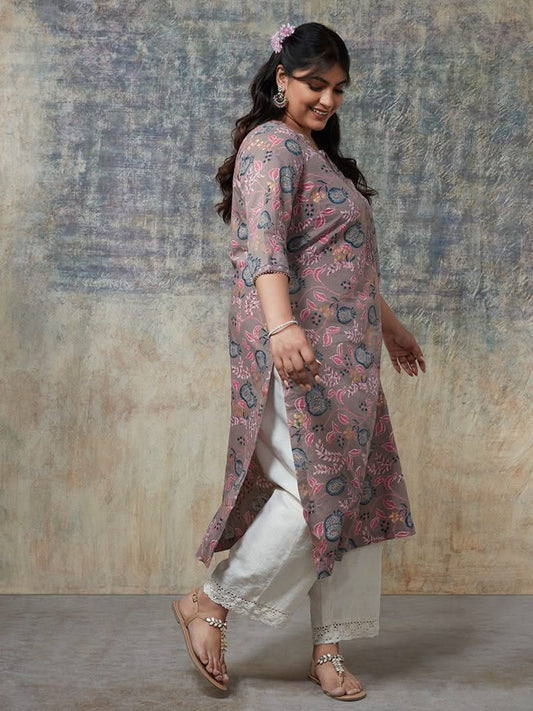 Diza Curves Multicolour Floral A-Line Kurta