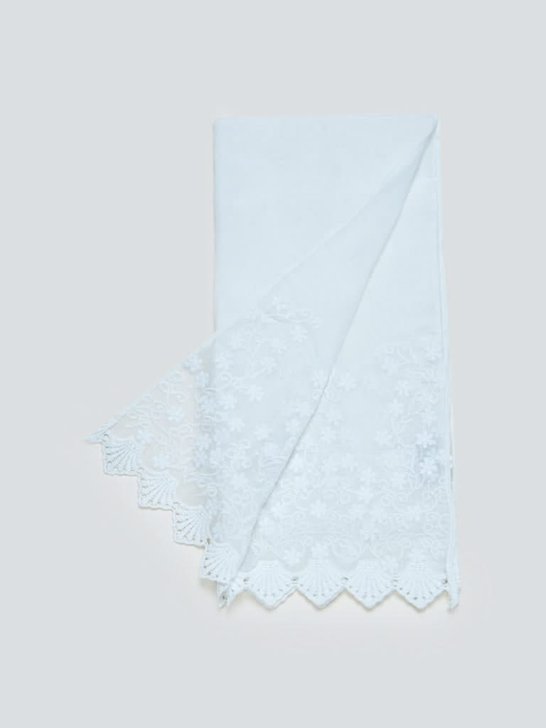 Zuba White Floral Dupatta